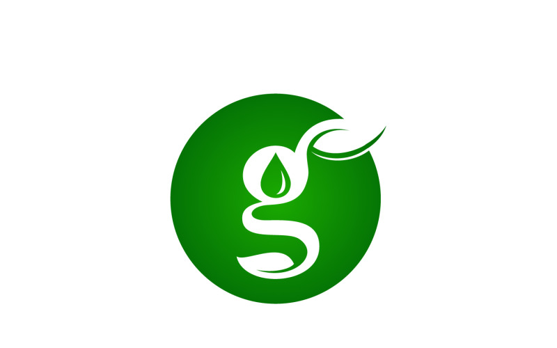 Natural Letter G Logo With Water Drop Icon Logo Template