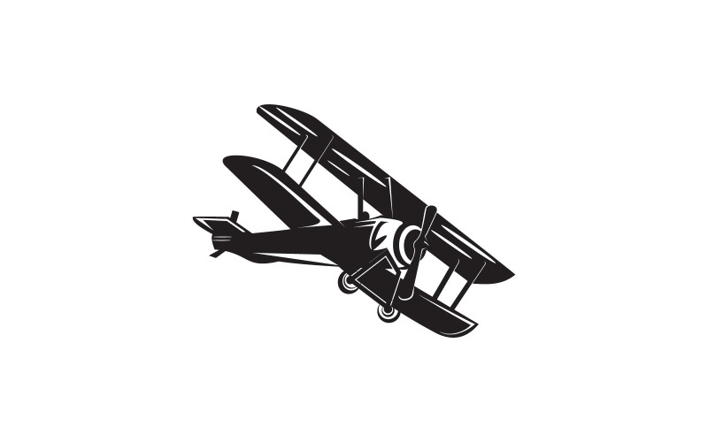 Black Flat Modern Plane Design Logo Template