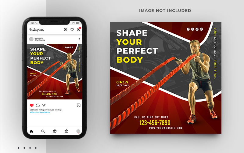 Gym And Fitness Promotion Social Media Post Or Banner Template