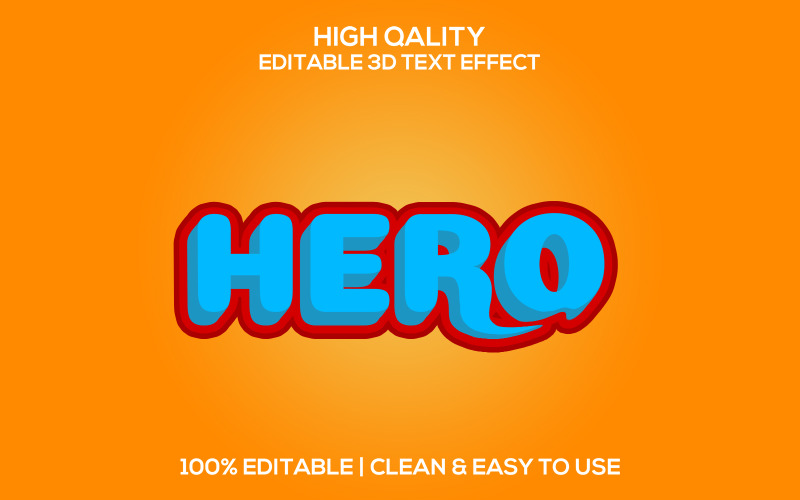 Hero | 3D Hero Text Style | Hero Editable Psd Text Effect | Modern Hero Psd Font Style Illustration