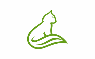 Line Green Cat Logo Template