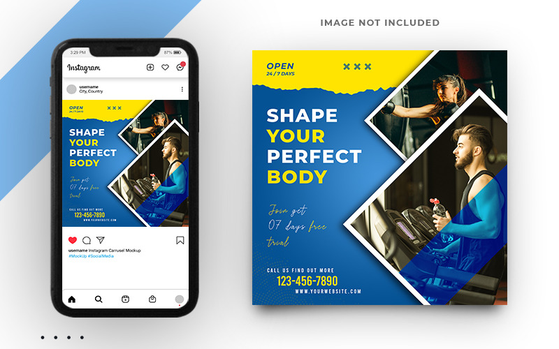 Sports And Fitness And Gym Social Media Post Banner Template Design