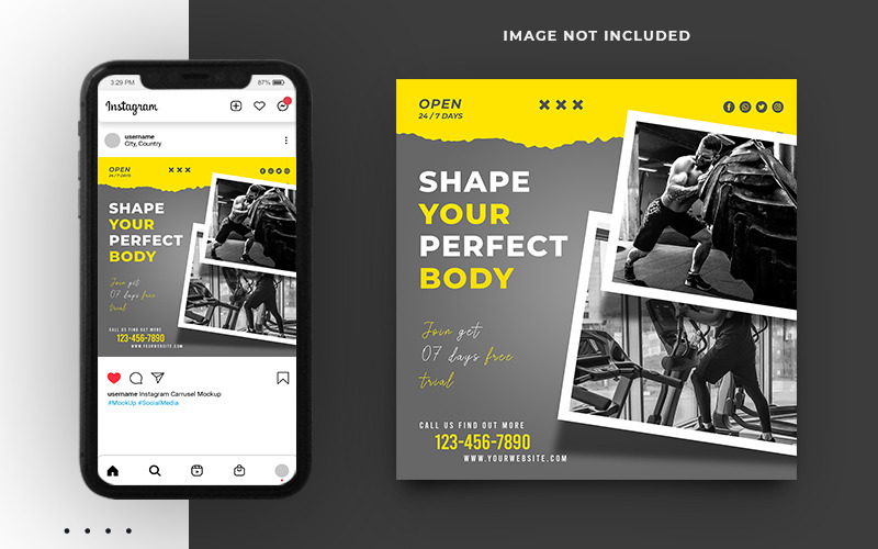 Sports And Fitness Social Media Post Banner Template Design