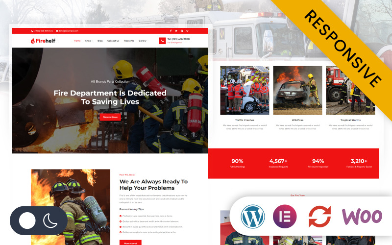 Firehelf - Fire Department Elementor WordPress Responsive Theme WordPress Theme