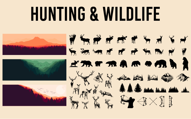 Hunting & Wildlife Vector Pack Vector Graphic