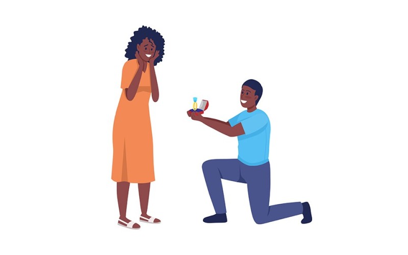Man proposing to his beloved semi flat color vector characters Illustration