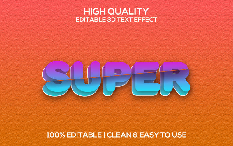 Super | 3D Super Text Style | Super Editable Psd Text Effect | Modern Super Psd Font Style Illustration