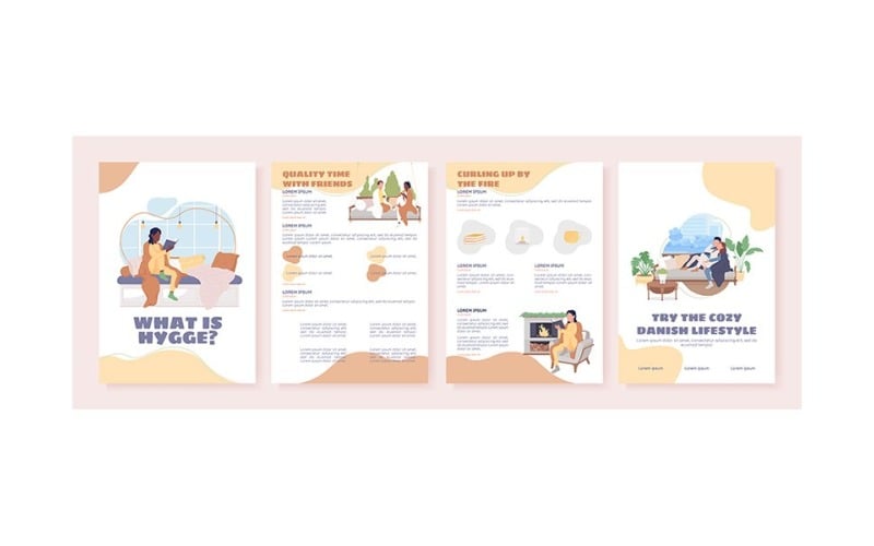 What is hygge flat vector brochure template Illustration