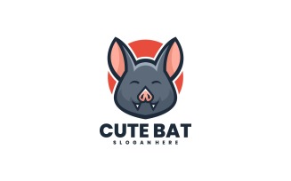 Cute Bat Simple Mascot Logo Design