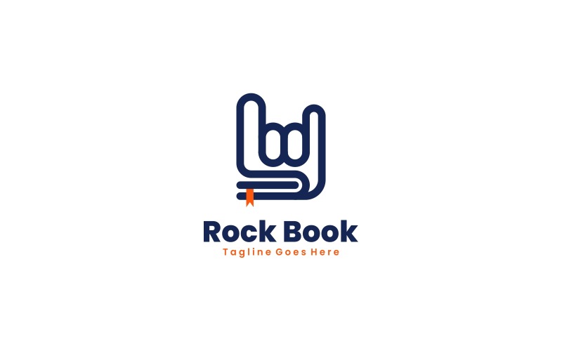 Rock Book Line Art Logo Style Logo Template