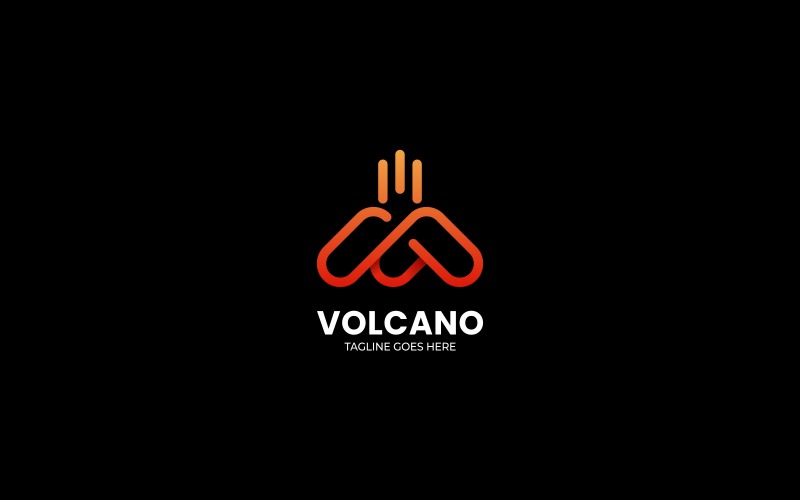 Volcano Line Art Gradient Logo Logo Template