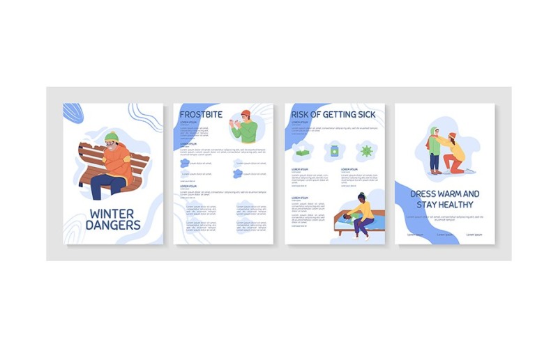 Winter dangers flat vector brochure template Illustration