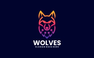 Wolf Line Art Colorful Logo