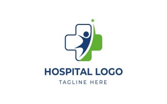 Hospital Logo Template in Green and Blue