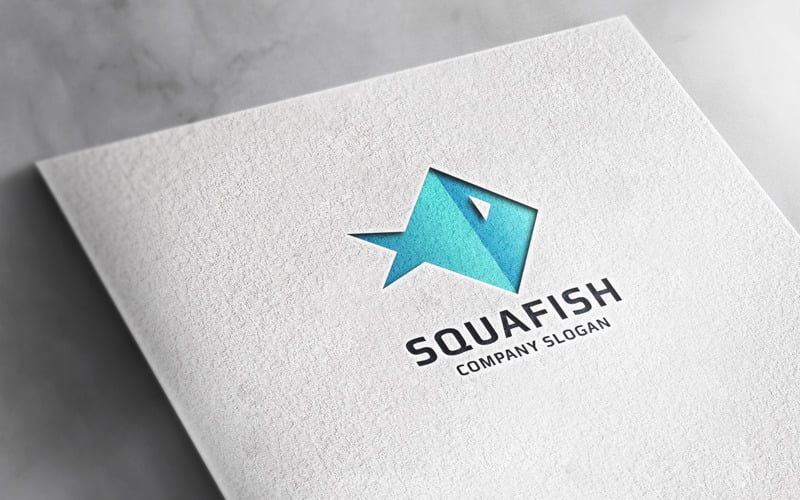Professional Square Fish Logo Logo Template