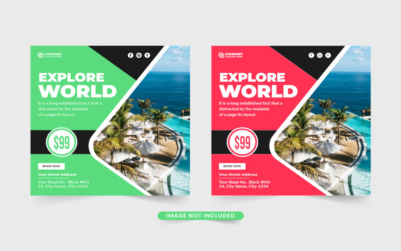 Travel Agency ad Template Design Social Media