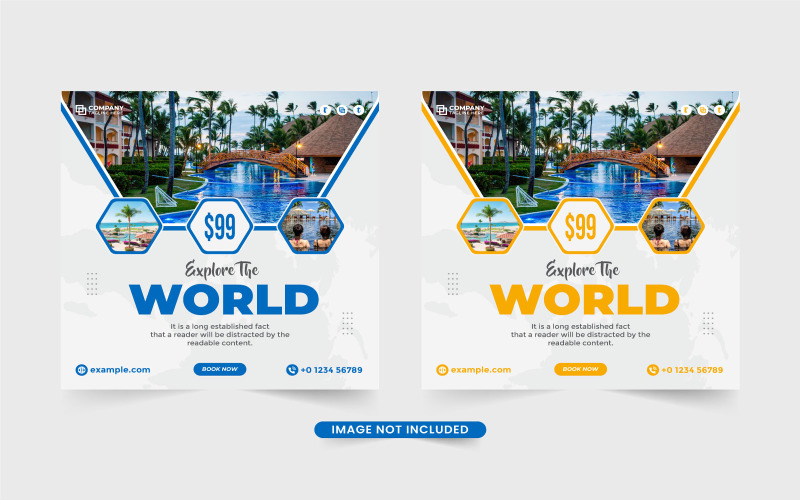 Travel Agency ad Template Vector Design Social Media