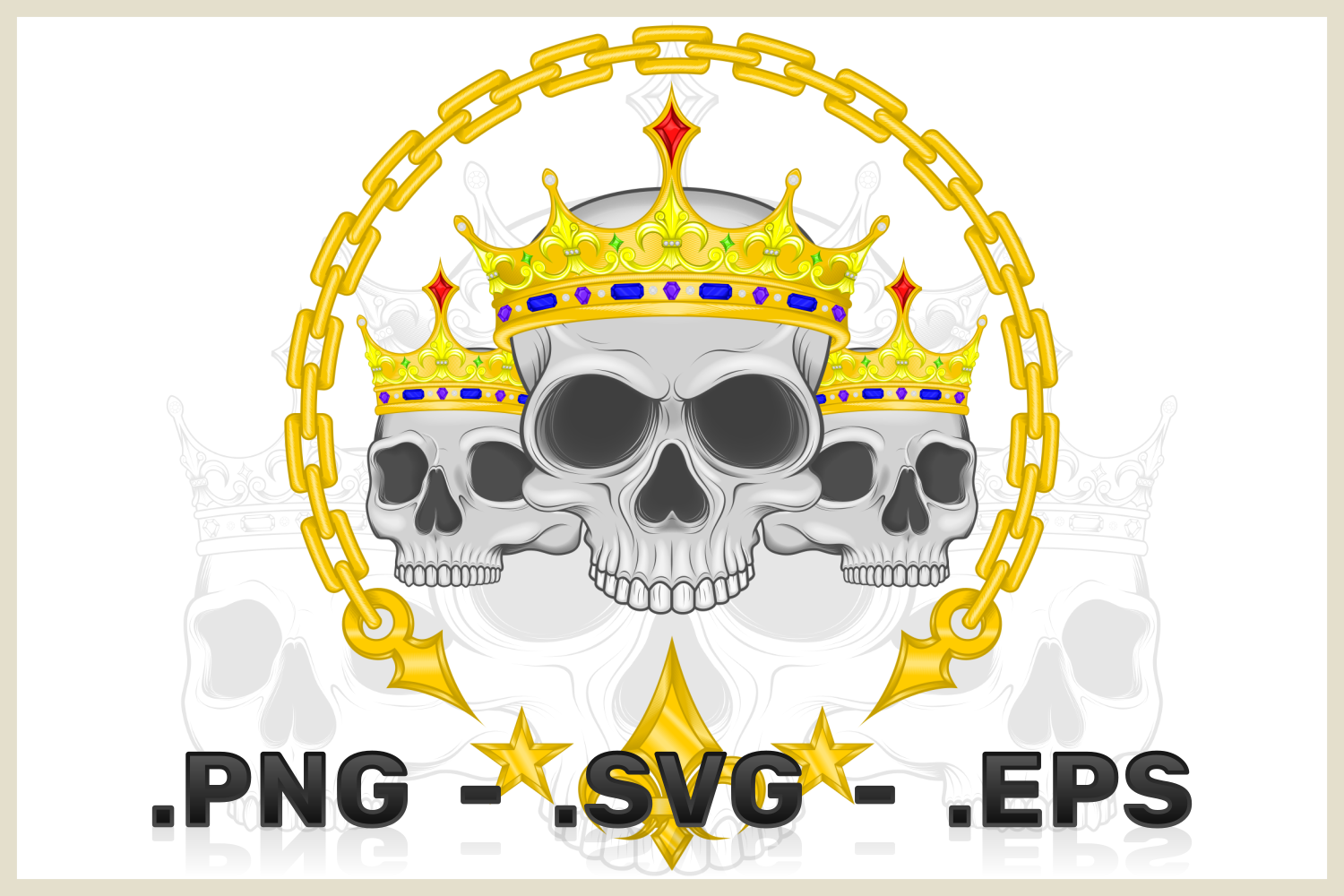 Vector Design Of Skulls Crowned With Golden Chains