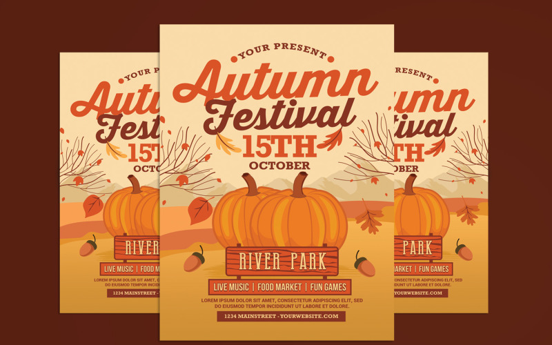 Autumn Fall Festival Flyer Corporate Identity