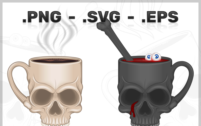 Coffee Cup Shaped Human Skull Vector Design Vector Graphic