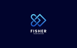 Fish Line Art Gradient Logo Style