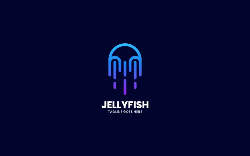 Jelly Fish Line Art Gradient Logo Logo Template