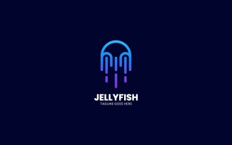 Jelly Fish Line Art Gradient Logo
