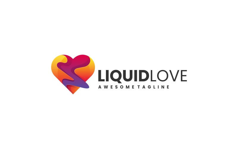 Liquid Love Gradient Colorful Logo Logo Template