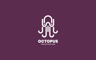 Octopus Line Art Logo Style