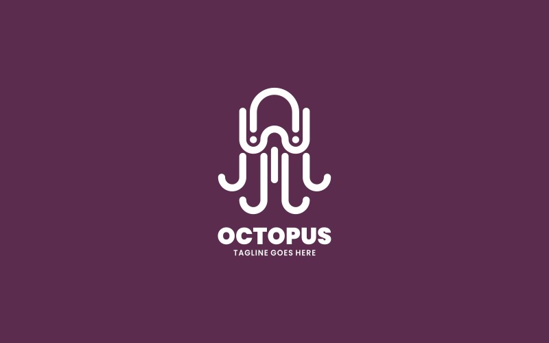 Octopus Line Art Logo Style Logo Template