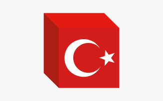 Turkey Flag Cube Illustration Vector