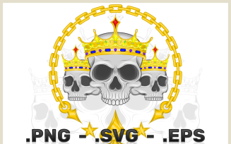 Vector Design Of Skulls Crowned With Golden Chains