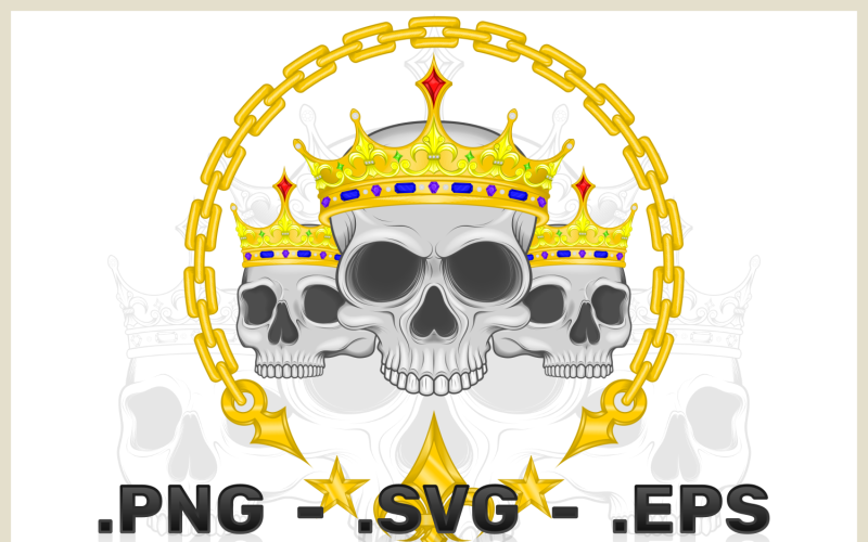 Vector Design Of Skulls Crowned With Golden Chains Vector Graphic