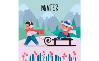Winter People Background Illustration