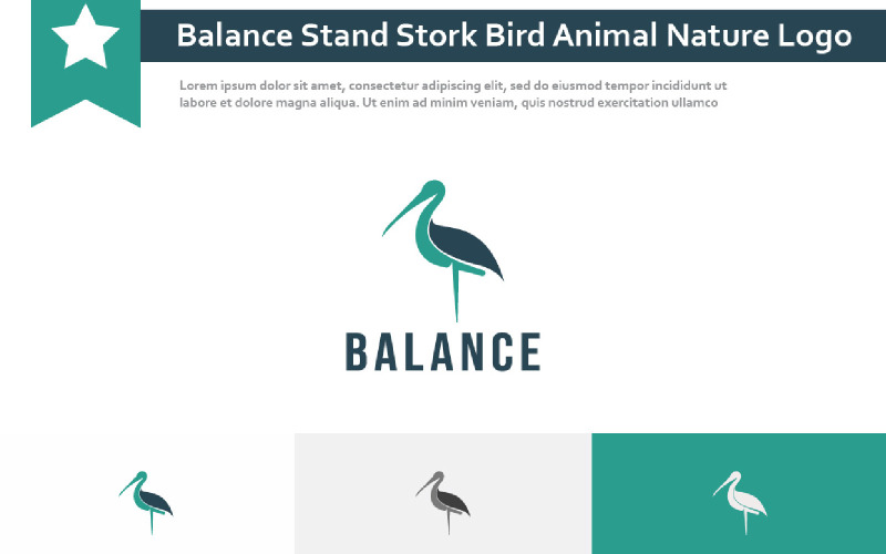 Balance Stand Stork Bird Animal Nature Logo Logo Template