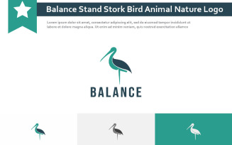 Balance Stand Stork Bird Animal Nature Logo