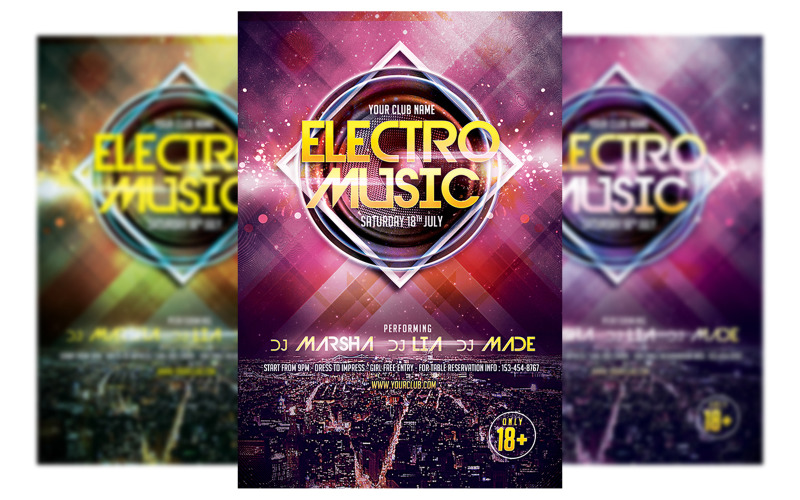 Electro Music Flyer Template #2 Corporate Identity