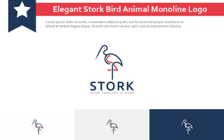 Elegant Stork Bird Animal Monoline Style Logo