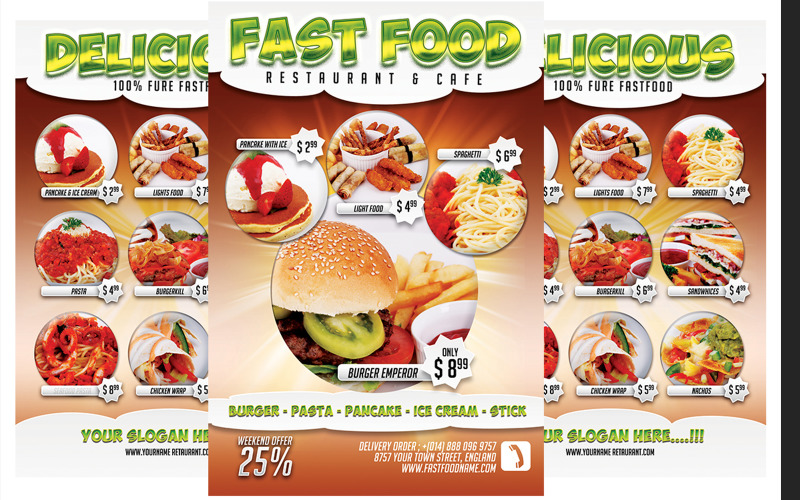 Fast Food Flyer Template Menu Corporate Identity