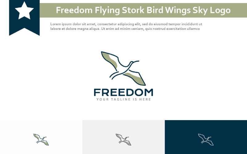 Freedom Flying Stork Bird Wings Sky Logo Logo Template