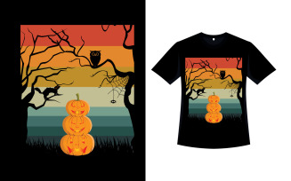 Halloween Retro Color T-shirt Design vector