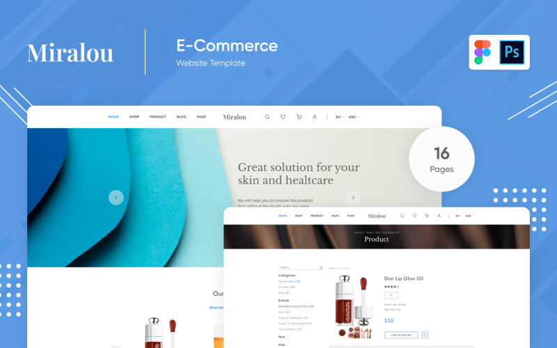 Miralou Eight - Cosmetic Store eCommerce Theme PSD Template