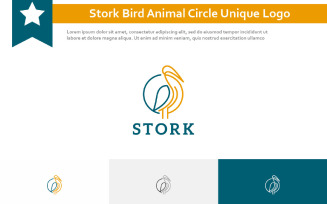 Stork Bird Animal Circle Unique Monoline Logo