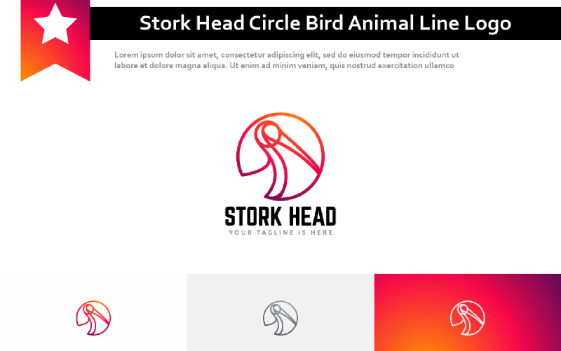 Stork Head Circle Bird Animal Line Style Logo Logo Template