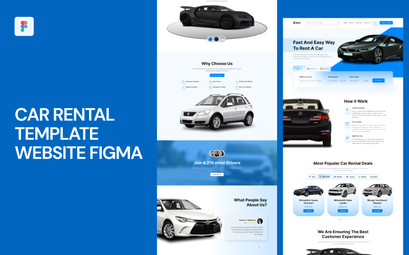 Car Rental Template Website Figma UI Element