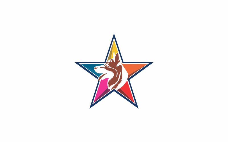 Dog Star Multicolor Logo Template