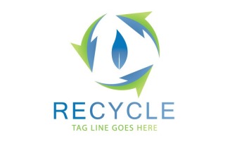 Green And Blue Color Recycle Logo