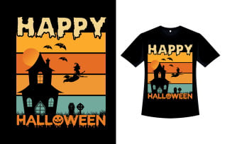 Halloween Stylish Retro Black T-shirt Design