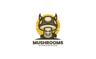 Mushroom Mascot Cartoon Logo
