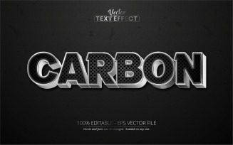 Carbon - Editable Text Effect, Silver Metallic Shiny Text Style, Graphics Illustration